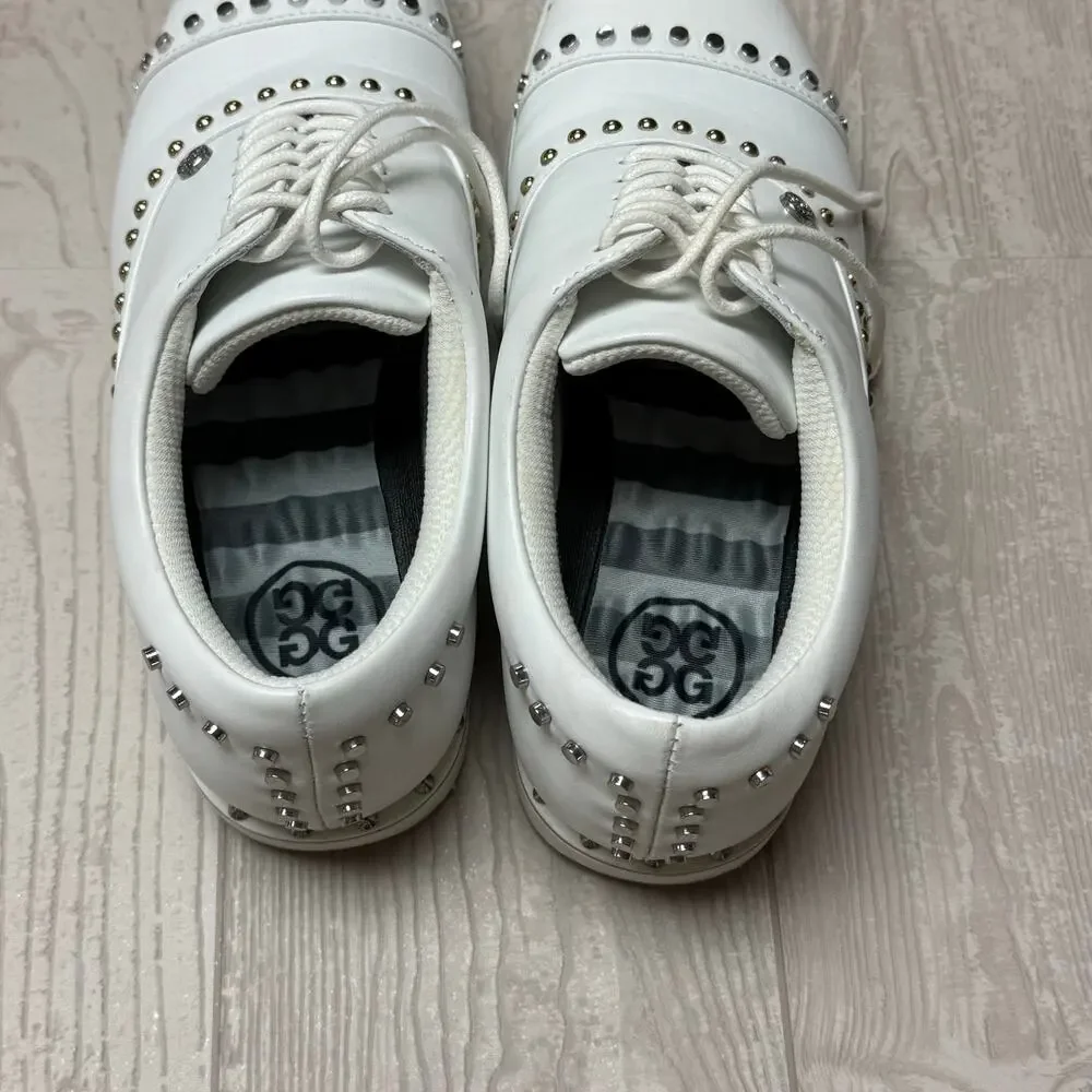 G/FORE Women’s Gallivanter Golf Shoes Size 8 White Studded Leather Spikeless